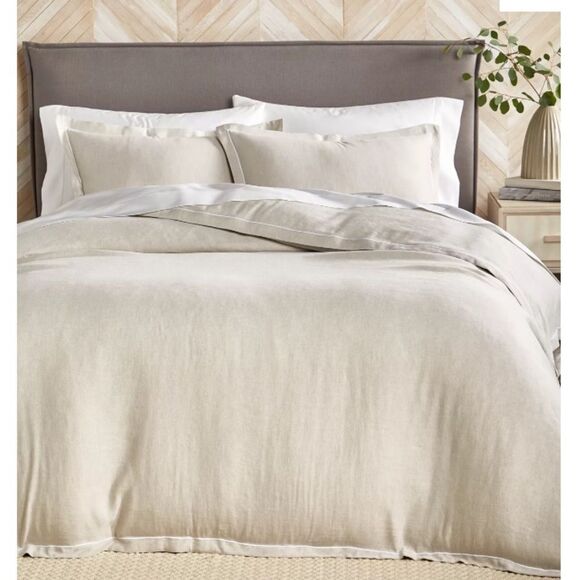 - Hotel Collection Linen/Modal Blend 3-Pc. Comforter Set, Color: Natural - Picture 1 of 7